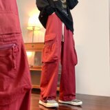 美式复古阔腿工装裤男女高街口袋直筒休闲裤子XZ304B-K761P45，男装休闲裤，星座302B-1
