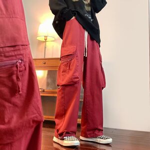 美式复古阔腿工装裤男女高街口袋直筒休闲裤子XZ304B-K761P45图片