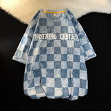 新款港风平铺摆拍短袖凹凸印棋盘格感宽松T恤XZ304B-T3112P27，男装T恤，星座302B-1