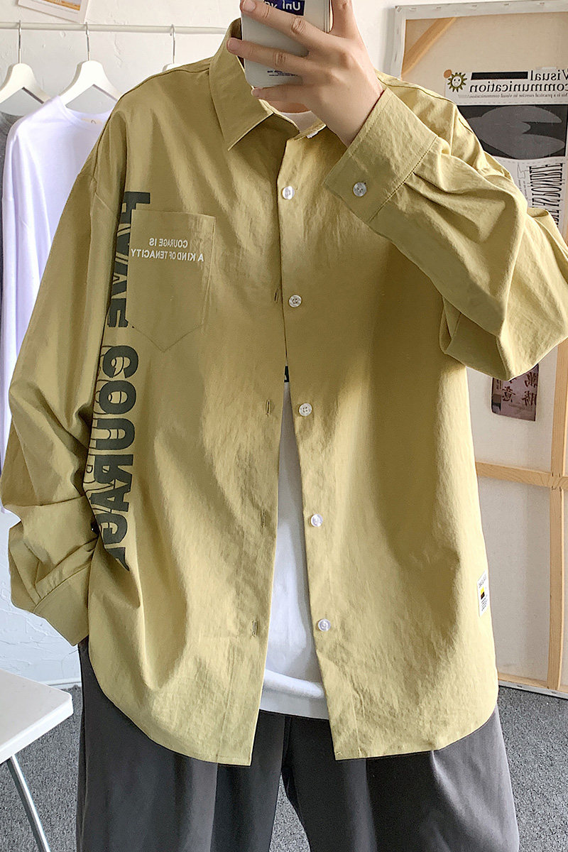 秋季新款帅气ins复古韩系宽松潮流休闲衬衫XZ304B-CS2004-P45,男装衬衫,星座302B-1