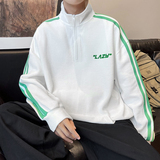 新款POLO衫立领华夫格印花卫衣休闲套头落肩袖潮XZ304B-W3325-P40，男装卫衣，星座302B-1