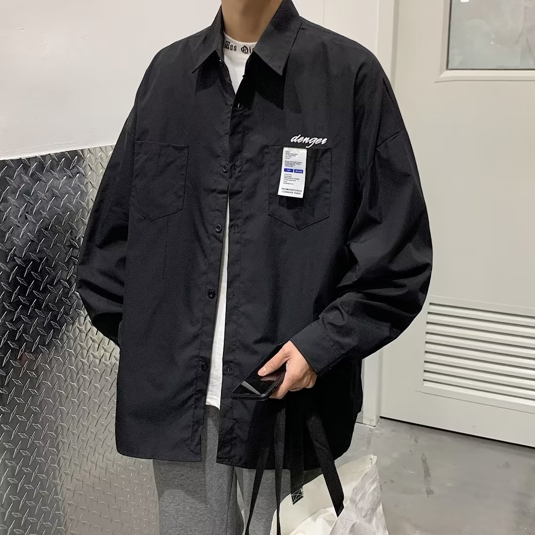 原宿男ins宽松型方领文艺衬衫百搭青春流行春季XZ304B-CS2201P35,男装衬衫,星座302B-1