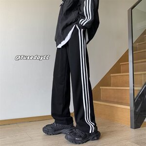 男款秋季三条杠校服裤子美式潮牌宽松运动裤XZ302B-1-K846P38图片