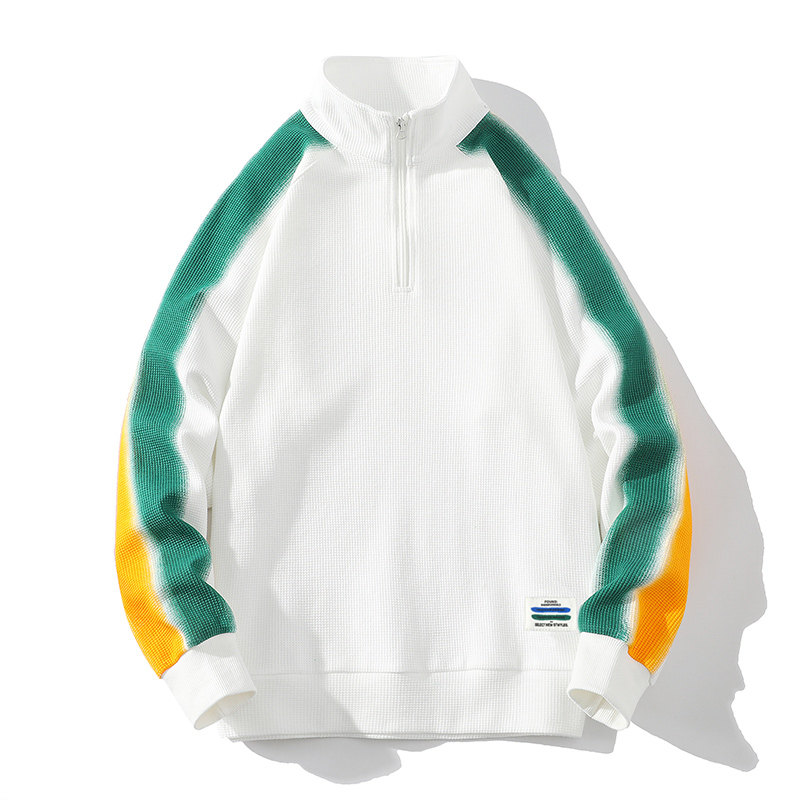 新款POLO衫华夫格白底平铺卫衣休闲套头上衣XZ304B-W3318P40图片