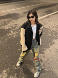 美式拼色情侣装夹克拼接小众棒球服春季潮牌外套XZ304B-JK75P65，男装夹克，星座302B-1