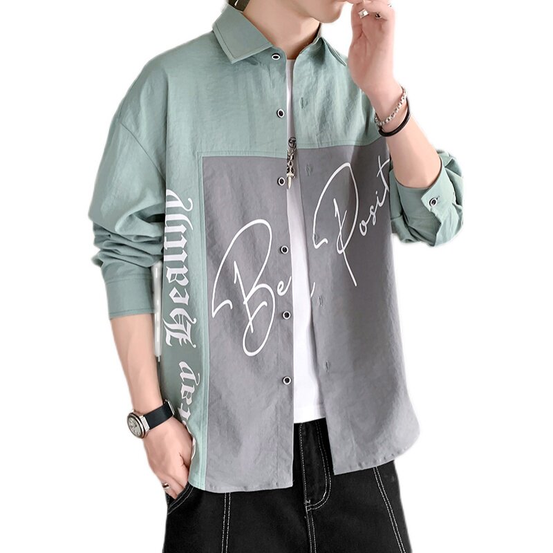 秋季新款ins酒店风韩系衬衣宽松潮流休闲衬衫XZ304B-CS2009-P45,男装衬衫,星座302B-1