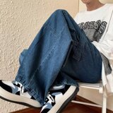 潮流潮牛仔裤水洗时尚男长裤宽松直筒青春流行直脚XZ304B-K578P45，男装牛仔裤，星座302B-1