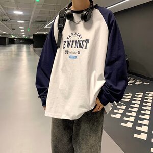 23春秋季长袖男宽松内搭黑白拼色男士打底体恤衫XZ304B-T3538P40图片