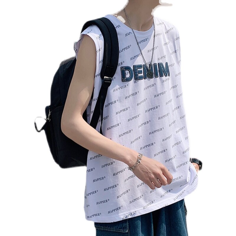 港风夏季时尚舒适大码青少年休闲无袖背心XZ304B-B1109-P21,男装背心/马甲,星座302B-1