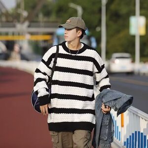 秋冬新款时尚舒适潮流港风休闲针织衫XZ302B-1-M238P45图片
