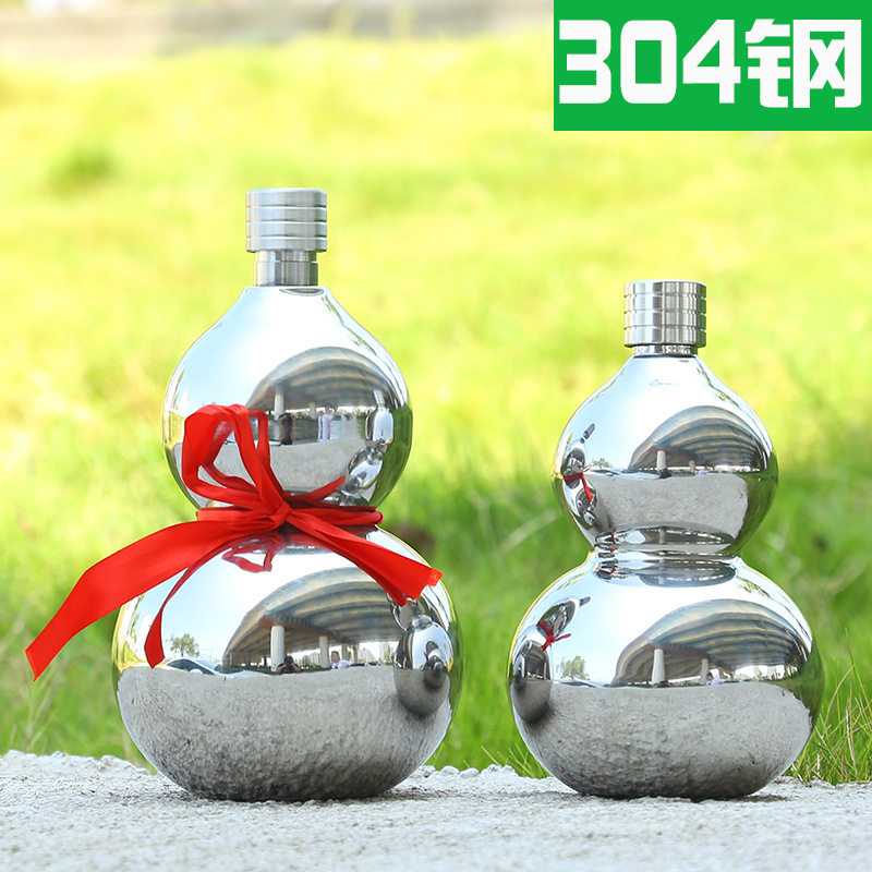 高端新款加厚304不锈钢酒葫芦酒壶古典随身白酒瓶家用2斤水壶3斤