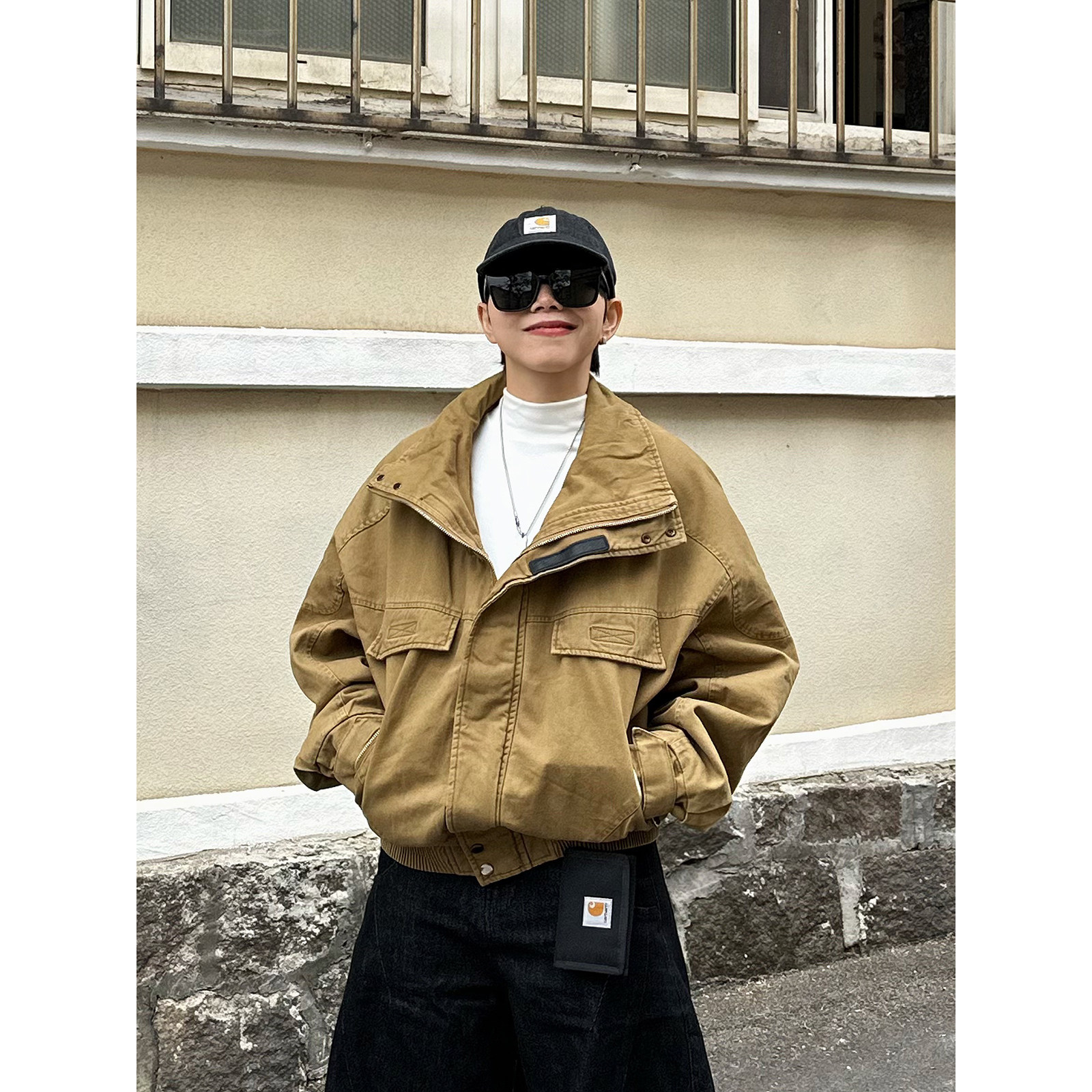 XBRO美式复古重磅加厚短款cleanfit夹克男女2025冬季立领保暖棉服