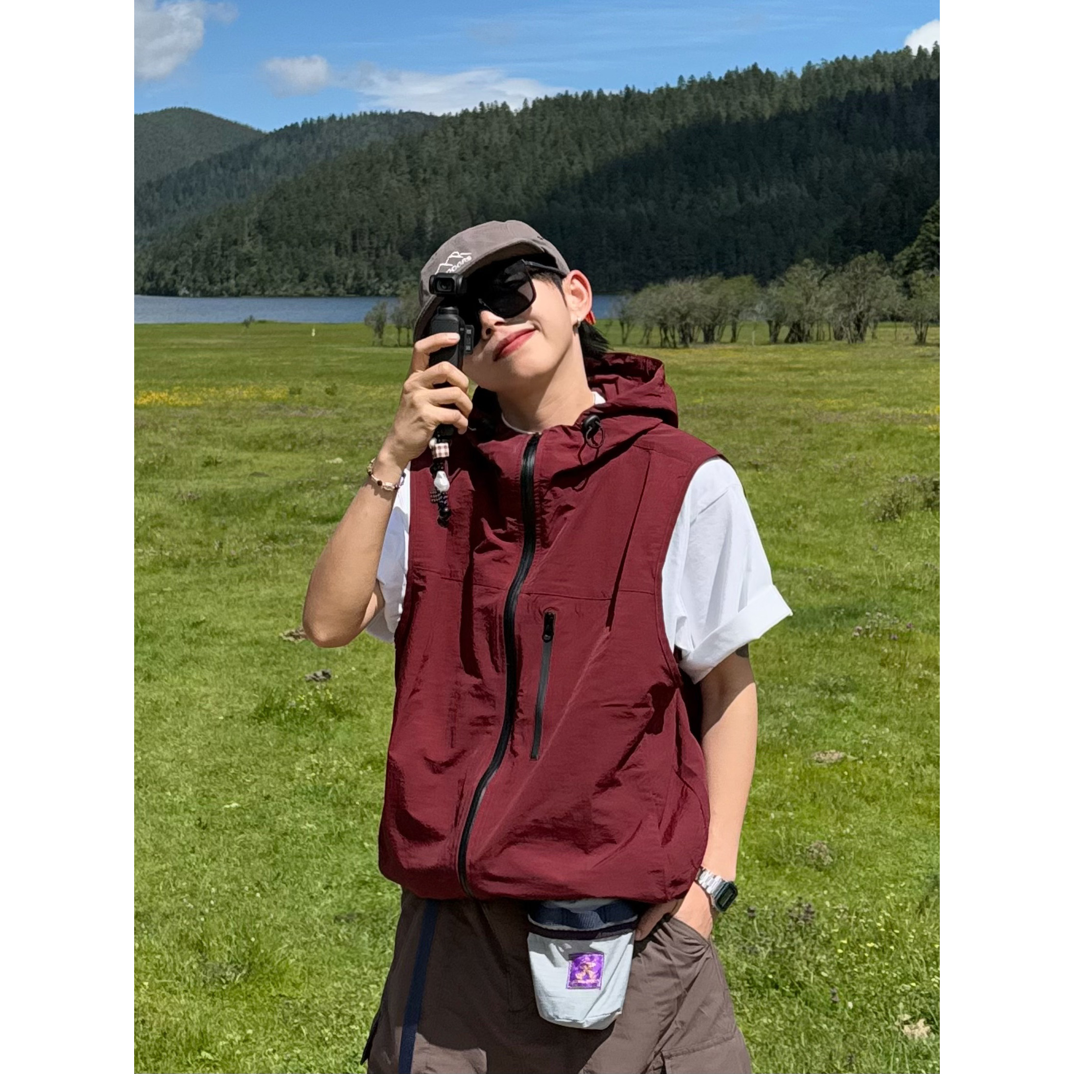 XBRO山系户外登山机能红色连帽开衫百搭宽松四季马甲男女坎肩外套,男装,常规马甲,淘宝优惠券,粉丝福利购,淘宝优惠卷