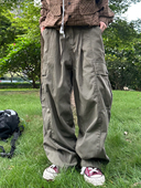 显瘦垂感拖地休闲裤 裤 工装 XBRO日系复古山系多口袋直筒可束脚裤