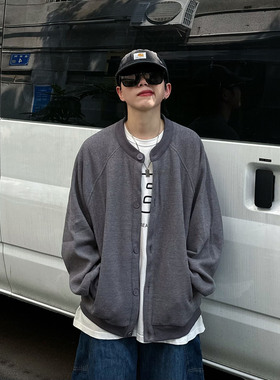 XBRO日系复古宽松多色慵懒无性别24年秋男女外套夹克华夫格开衫bf