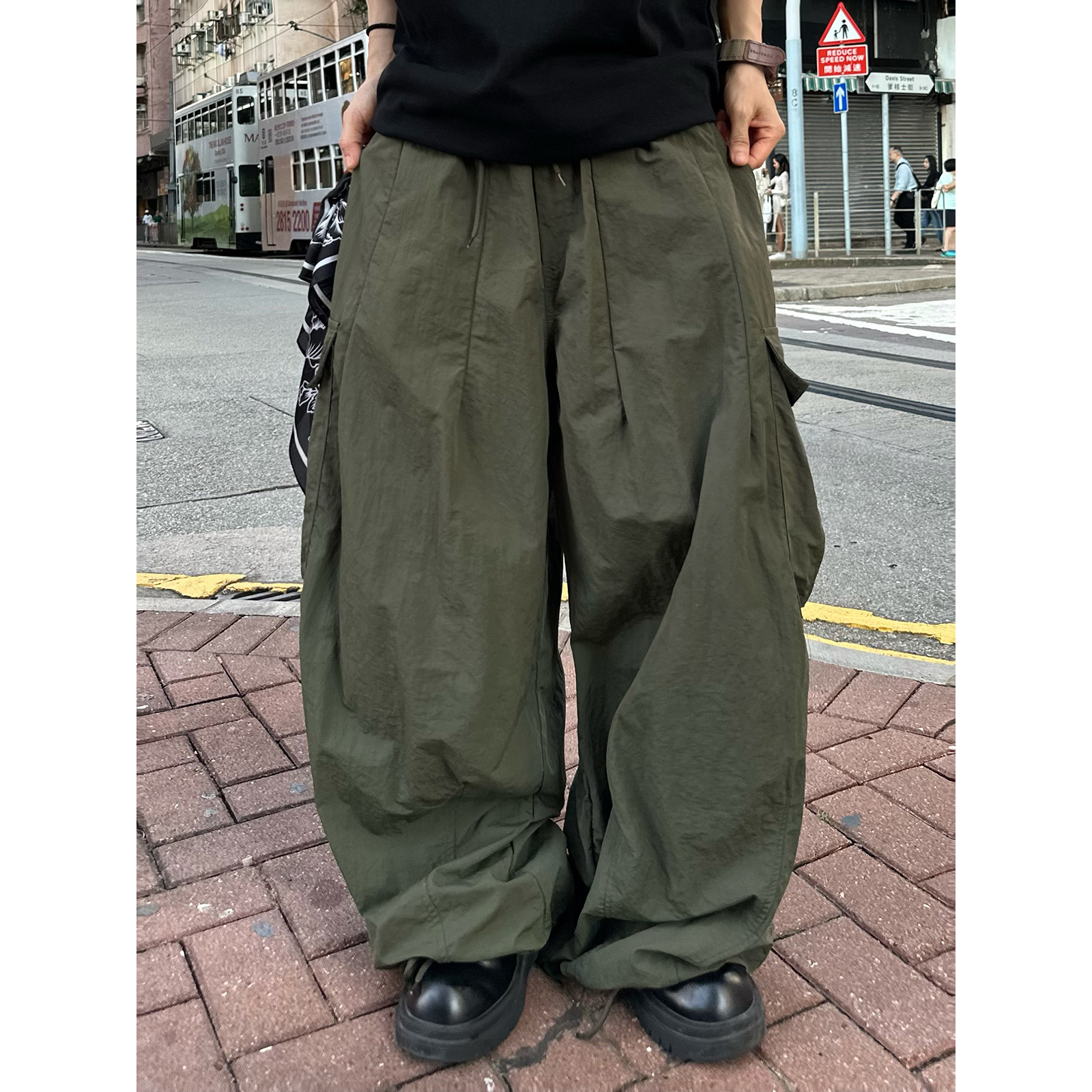 XBRO韩国廓形加肥可束脚大口袋cityboy宽松四季工装裤休闲裤男女