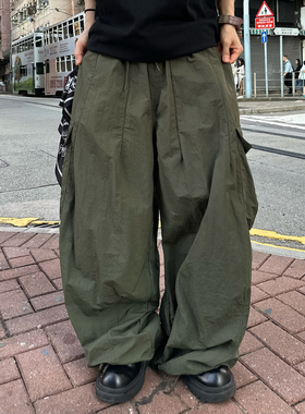 XBRO韩国廓形加肥可束脚大口袋cityboy宽松四季工装裤休闲裤男女