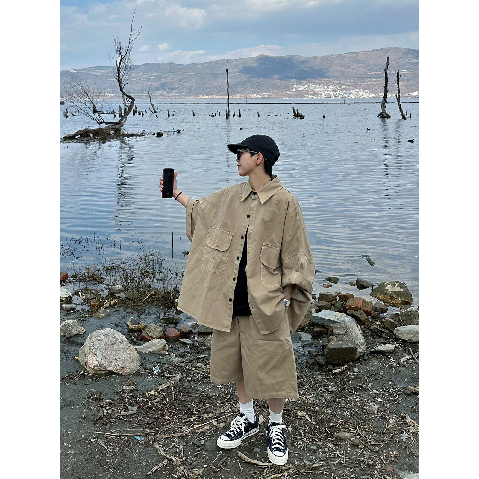 OUTSTRIPS美式复古水洗牛仔短裤
