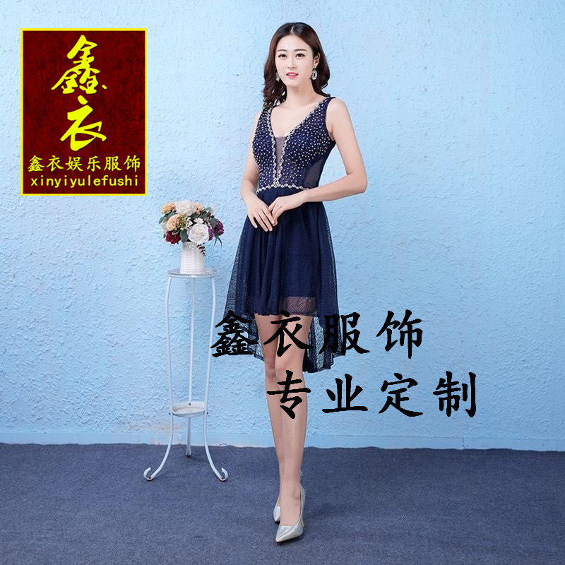 佳丽遮肚子深v小姐短裙模特服