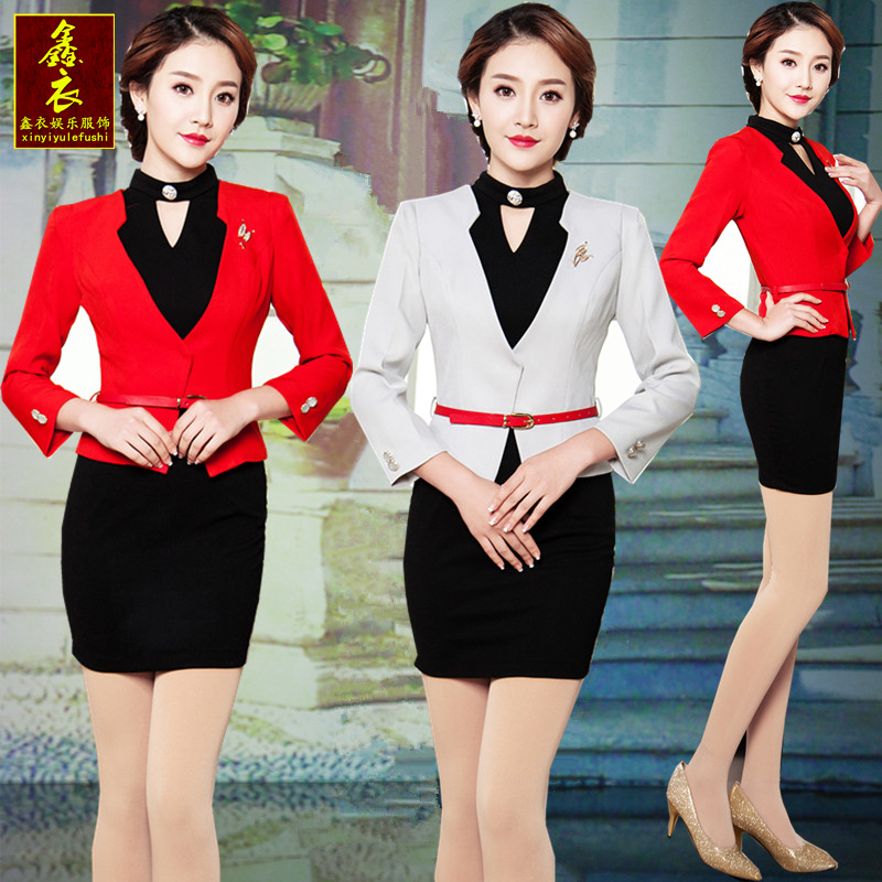 夜场服务员长袖工作服模特佳丽新款ktv公主服高端dj制服高级灰