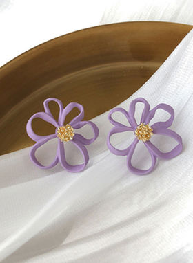 【925银针】韩版紫色系耳环2020新款紫罗兰甜美花朵花瓣耳饰耳钉