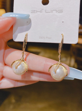 S925银针珍珠设计独特气质潮流个性气质网红时尚百搭超仙耳钉耳环