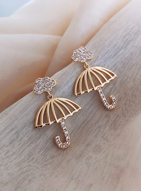 925银针爱的保护伞个性耳钉银针新款潮耳饰小众设计气质女耳环