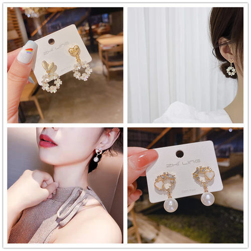 2022新品轻奢气质耳环靓丽时尚耳饰简约大气蝴蝶结花朵耳钉女