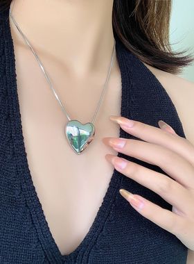 韩国大爱心ins冷淡风吊坠项链