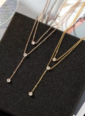 韩国ins潮网红时尚简约项链气质百搭锁骨链潮双层链流苏个性饰品