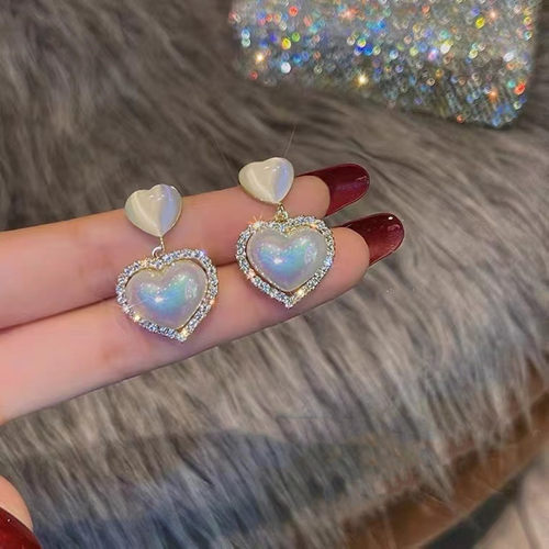 925银针2022新品法式人鱼姬耳环猫眼石简约气质高级感ins网红耳饰