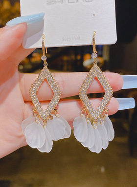 韩国东大门ins高级感几何镶满钻气质耳环新品925银针气质耳钉个性