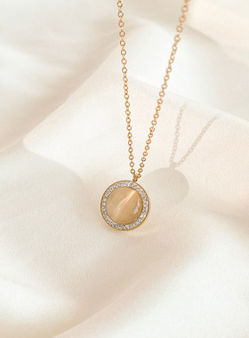 真金电镀微镶猫眼石饰品锁骨链