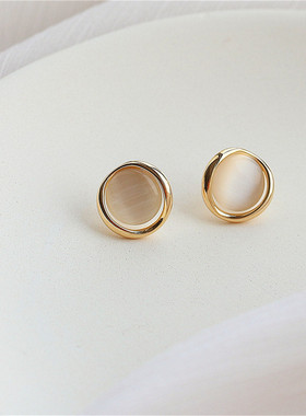 【S925银针】高级感温柔仿猫眼石耳钉精致小巧韩国气质简约女耳环