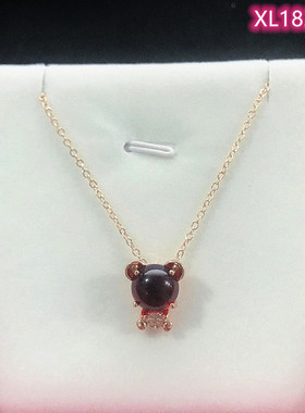 个性铜镶锆石玫瑰金红色猫眼开口狐狸吊坠简约短款锁骨链项链女