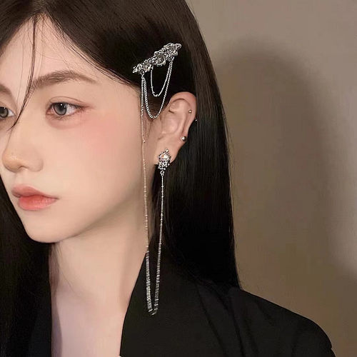 月光石发夹耳环一体式耳钉女小众设计感发卡抓夹发饰2022年新款