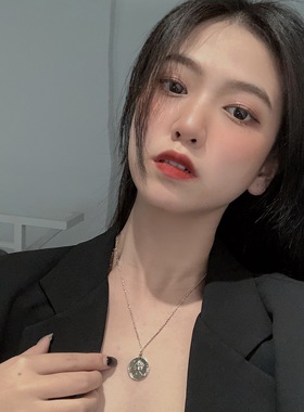 韩国真金复古人像百搭欧美毛衣链