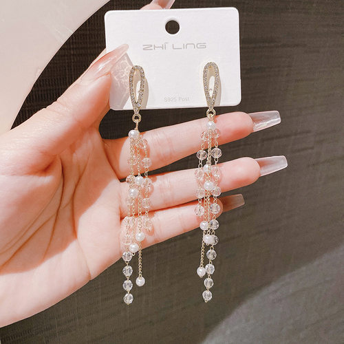 韩版高级感气质流苏耳环高级简约显脸瘦百搭新款潮耳坠耳饰品