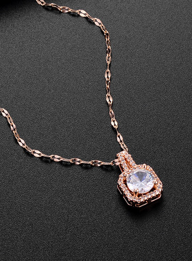 韩国钛钢闪钻项链女简约网红设计小众气质女潮锁骨链ins轻奢礼物