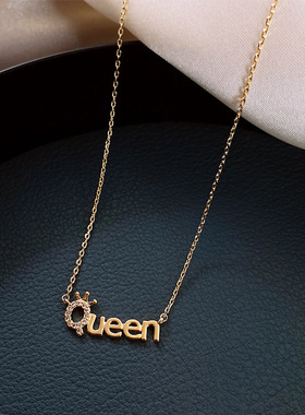 真金电镀微镶锆石字母百搭锁骨链