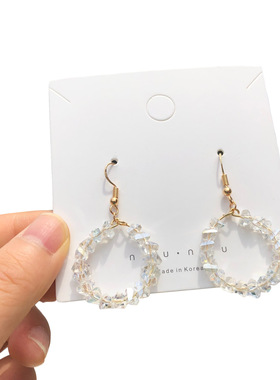 韩国东大门网红百搭水晶圆圈耳坠气质个性百搭简约耳环耳饰女