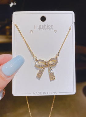 蝴蝶结项链女2021年新款轻奢小众设计感ins冷淡风网红百搭锁骨链