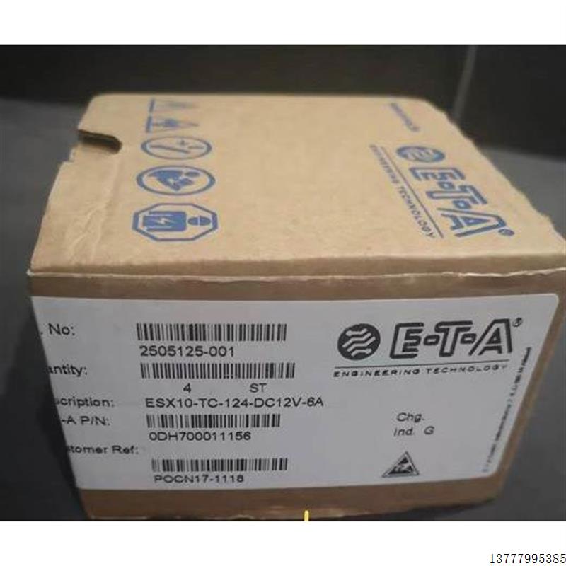 E-T-A ESX10-TC124-DC12V-6A 2505125-001 POCN17-1118 0DH700011