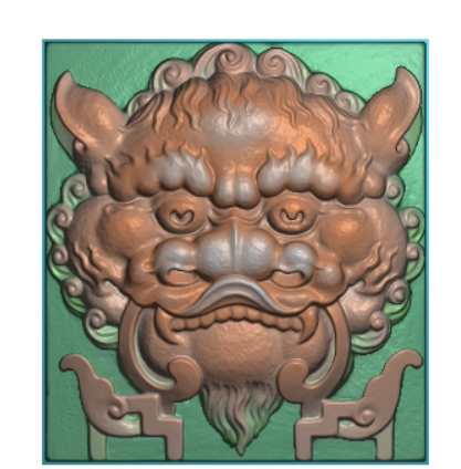 狮子头精雕图扫描图 狮子头灰度图 石雕图 古建扫描图