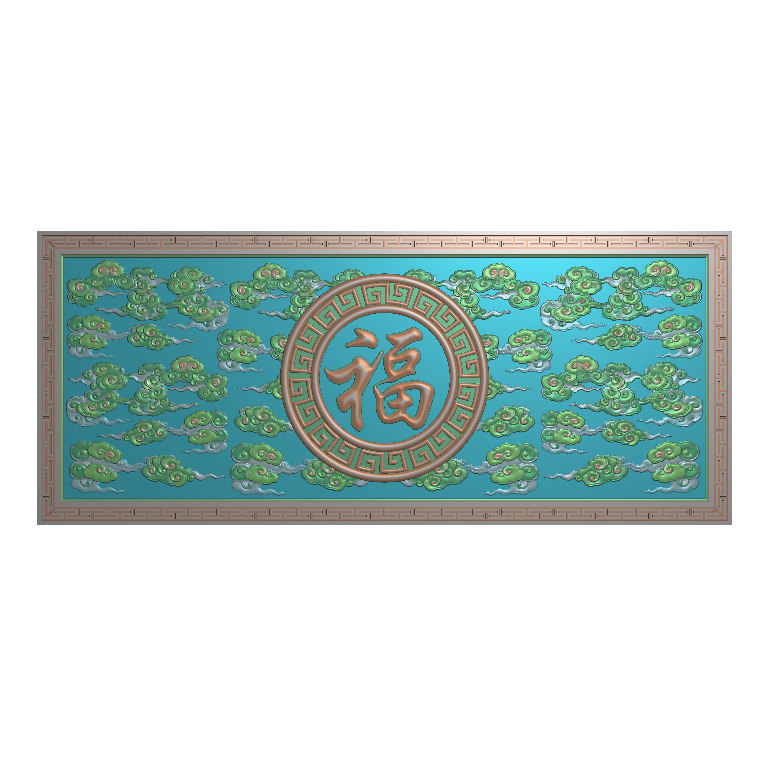 精品祥云福精雕图 福浮雕图福字精雕图屏风背景墙 别墅照墙石雕图