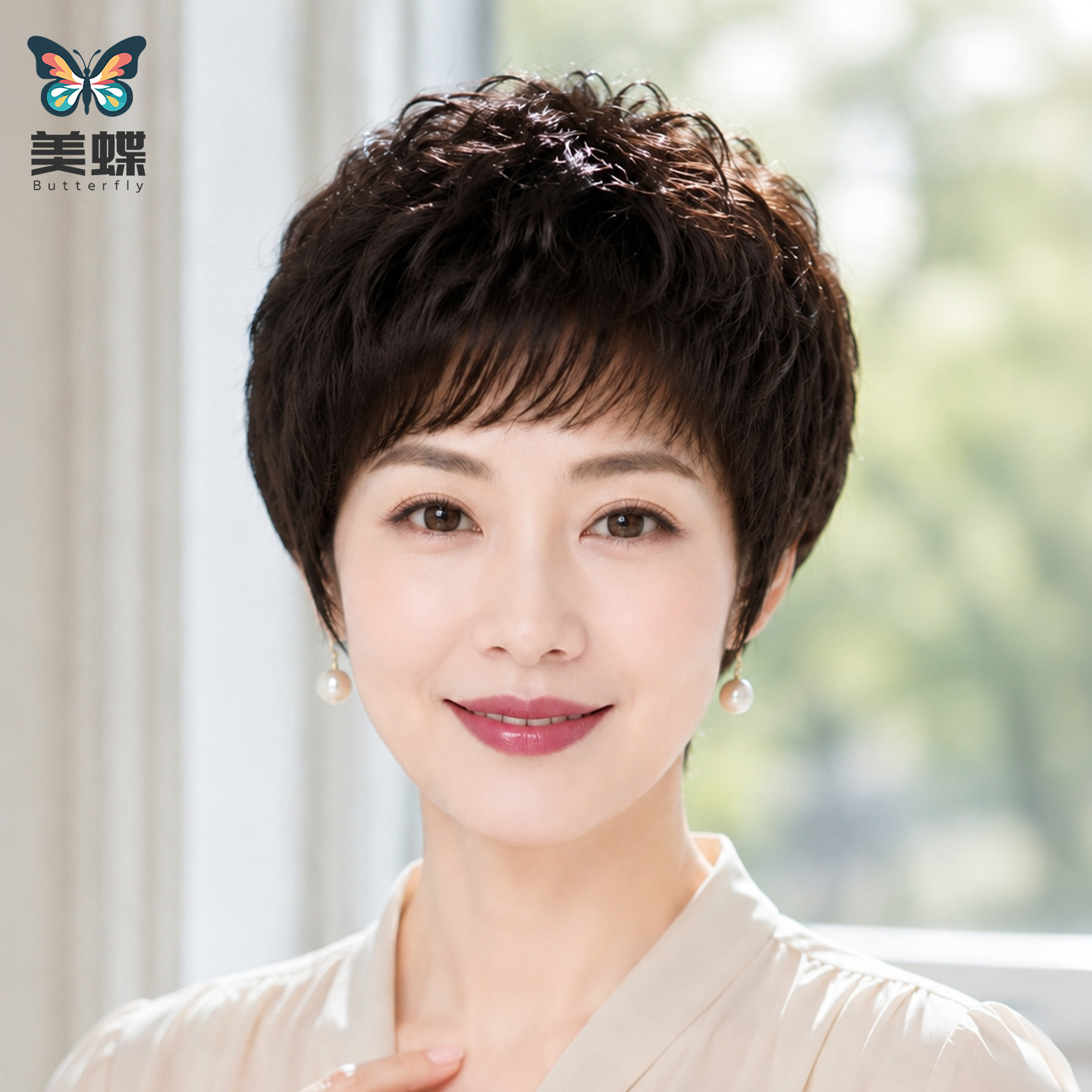 2026新款假发女全头套短卷发真人发丝日常自然女士递针全真发妈妈