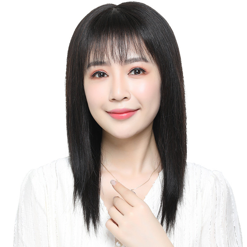假发女长发长直发全真人发中分缝自然逼真碎齐刘海 女士全头发套