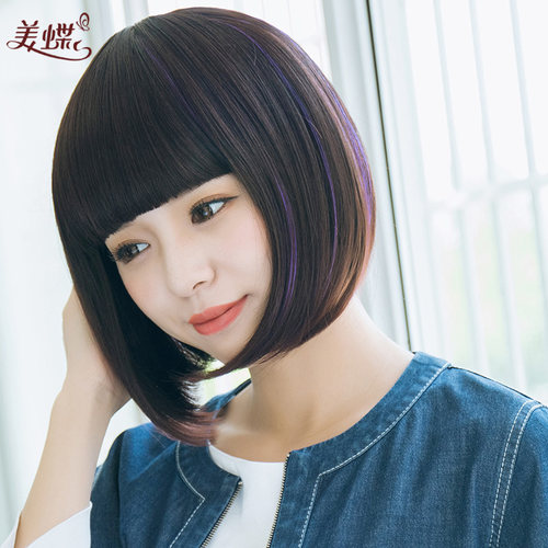 bobo网红挑染头套式假发女短发