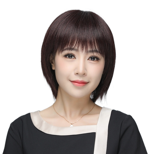 假发女短发真发全真人发中老年女士妈妈中长款自然直发全头假发套