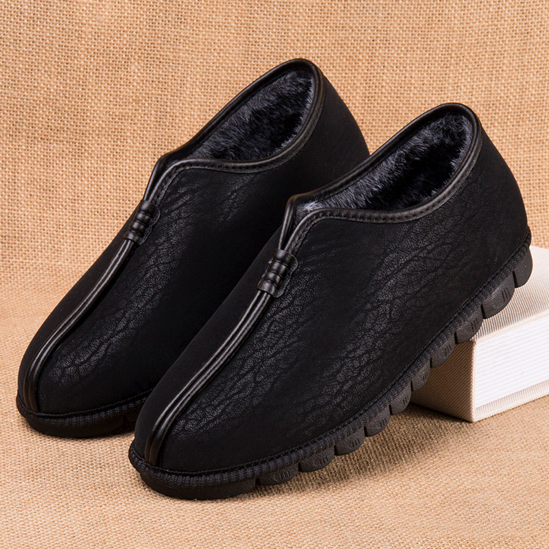 老年人棉鞋男款老北京布鞋冬季加绒保暖爸爸鞋子软底防滑爷爷冬鞋